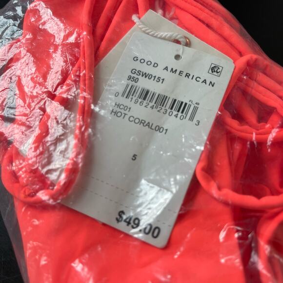 Good American Size XXL Tiny Ties Swim Bottom Hot Coral Size 5 - Picture 4 of 6